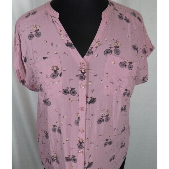 Torrid Women's Pink Bicycle Floral Print Dolman Sleeve Challis Blouse Plus 1X - Picture 10 of 14
